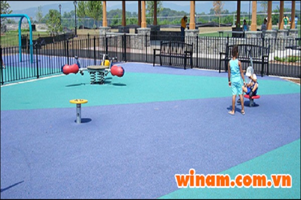 Cách thi công Sàn cao su dạng hạt cho Sân chơi trẻ em